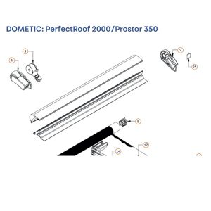 Prevodovka a držiak kľuky pre pre markízu Dometic PR2000/PR2500