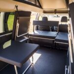 Zadné lôžko so sklopnou lavicou pre VW Caddy Maxi LR Weekender, modelové roky 0810 až 0820