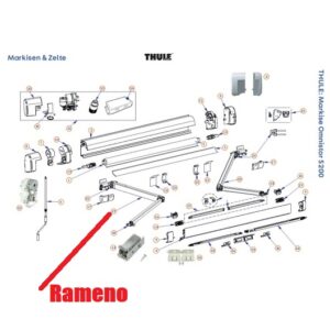 Ľavé kĺbové rameno pre markízu Thule Omnistor 5200 (od 300 cm)